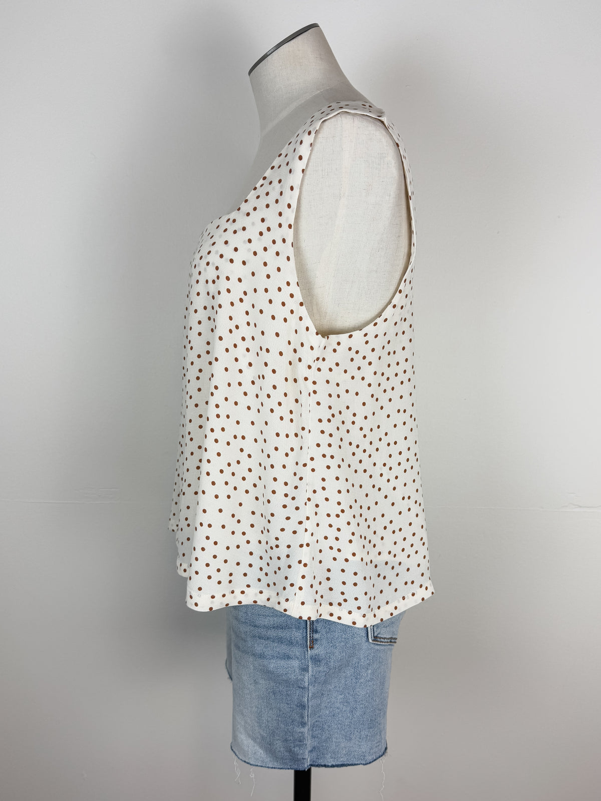 Audrey Square Neck Tank in Natural Dot