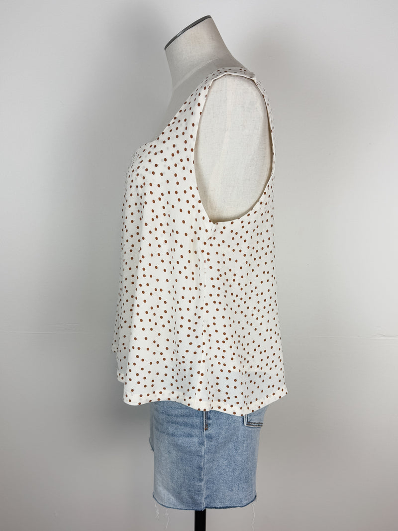 Audrey Square Neck Tank in Natural Dot