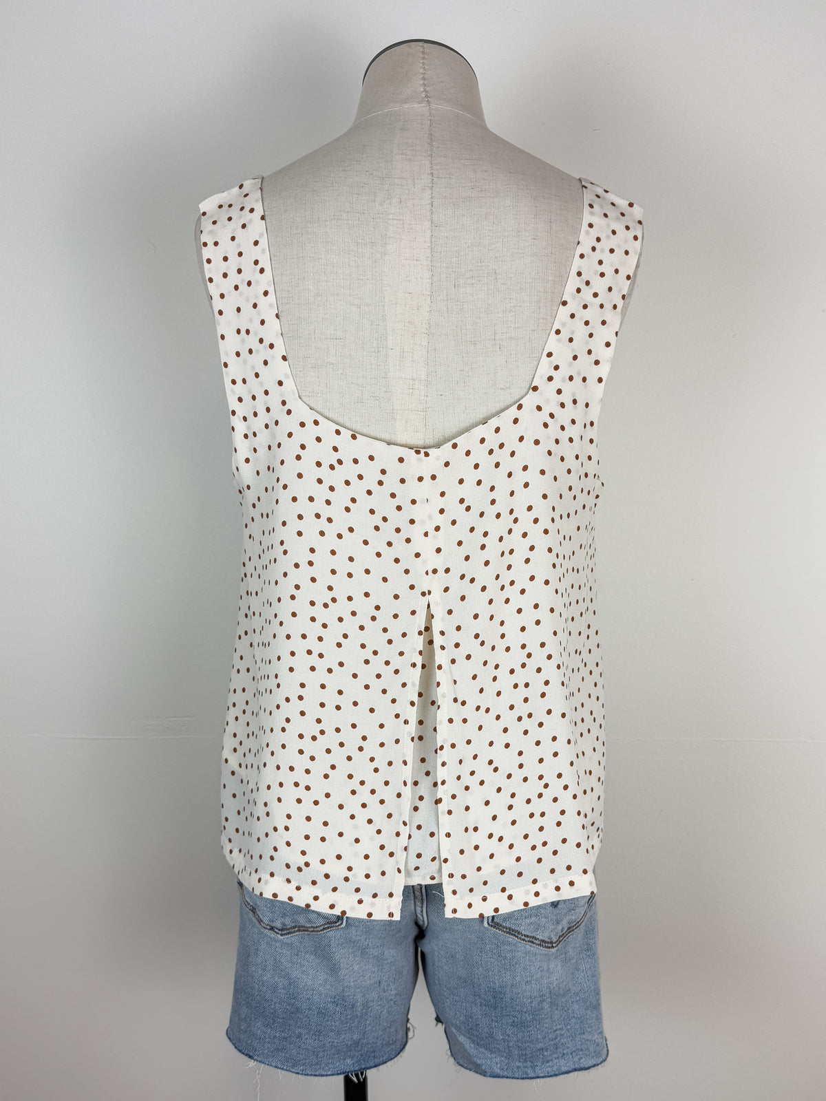 Audrey Square Neck Tank in Natural Dot