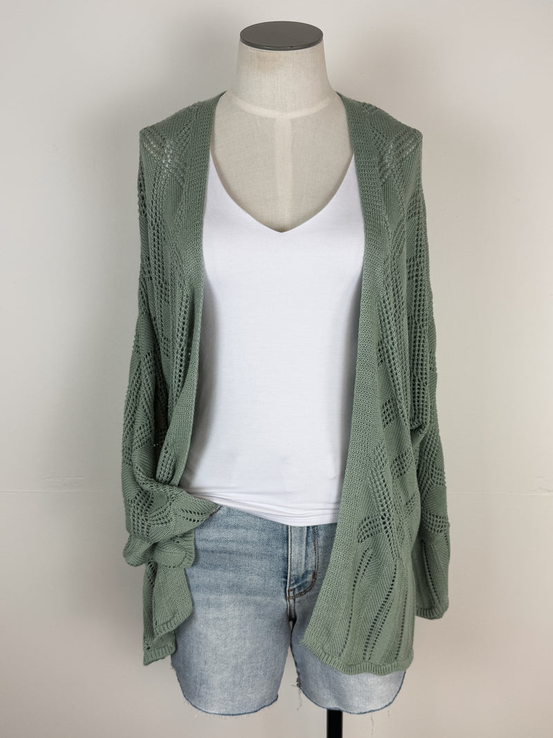 Caroline Crochet Cardigan in Jade