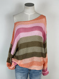 Ariana Striped Knit Top in Peach Mix