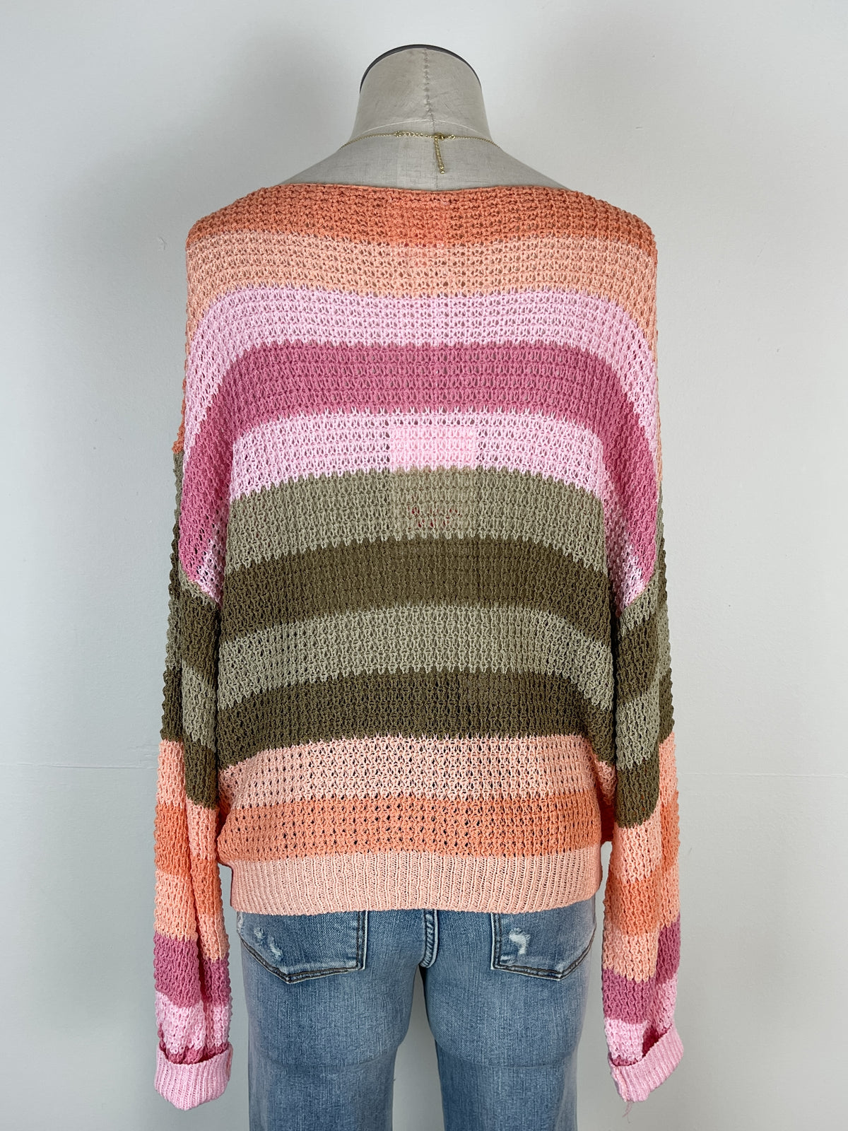 Ariana Striped Knit Top in Peach Mix