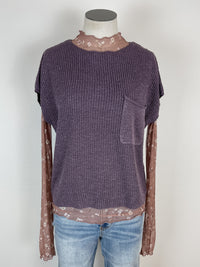 Lila Cap Sleeve Sweater in Dark Violet