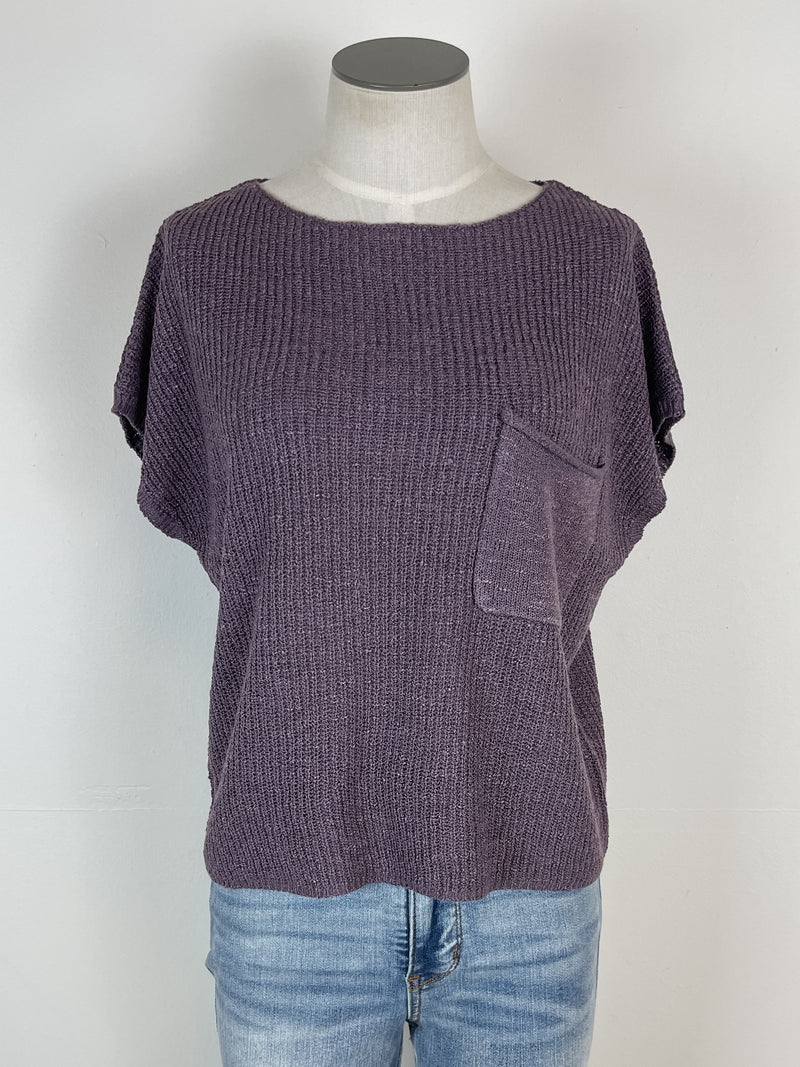 Lila Cap Sleeve Sweater in Dark Violet