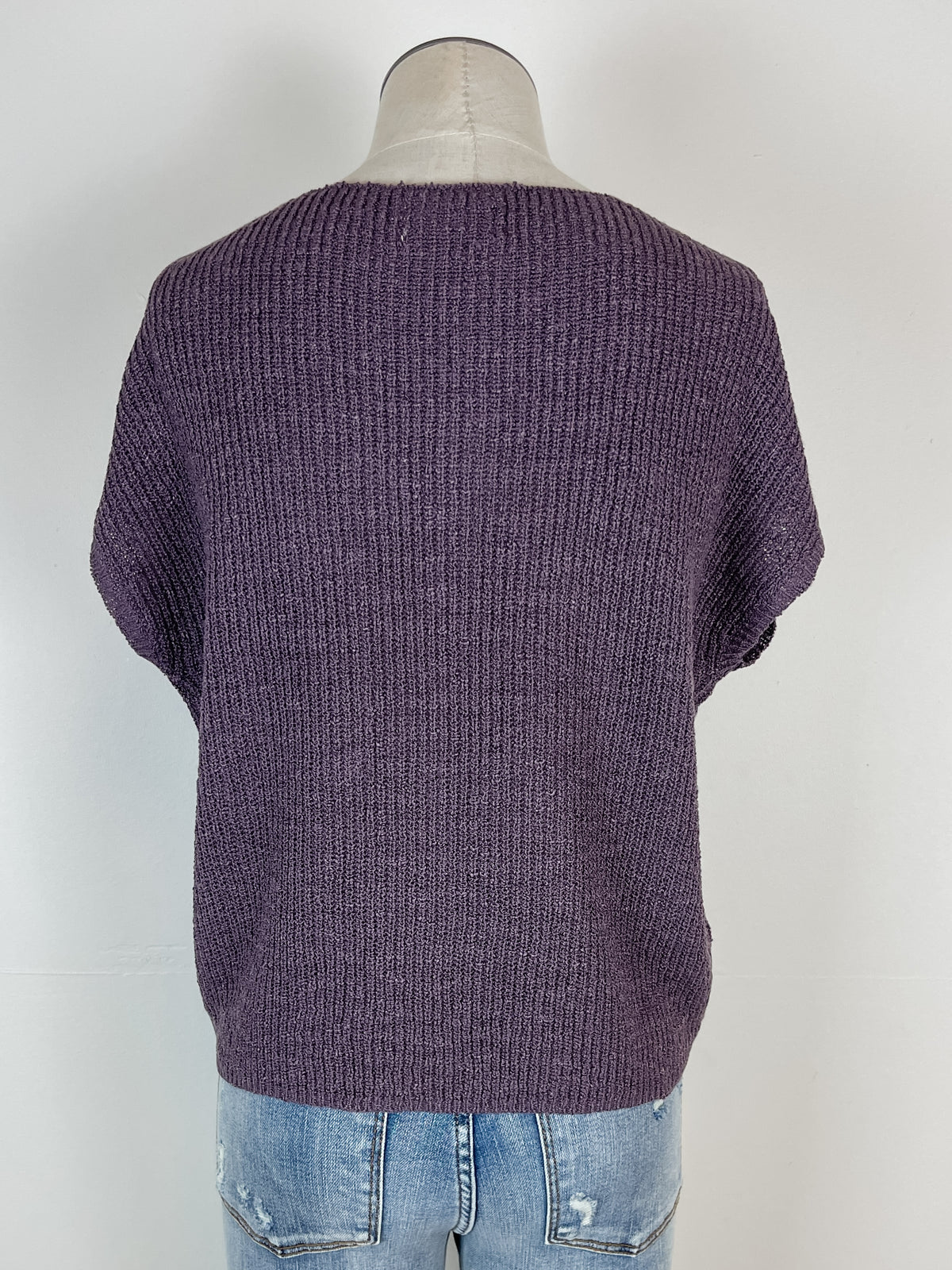 Lila Cap Sleeve Sweater in Dark Violet