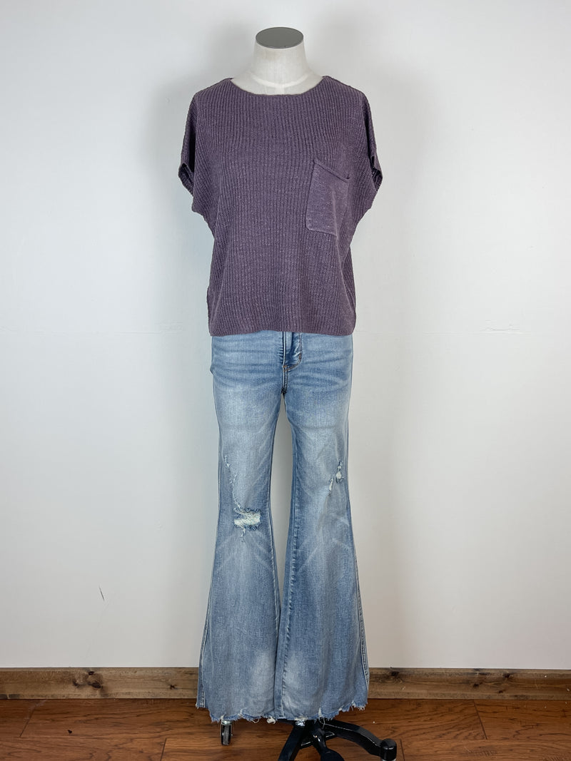 Lila Cap Sleeve Sweater in Dark Violet