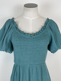 Rosalie Embroidered Dress in Teal