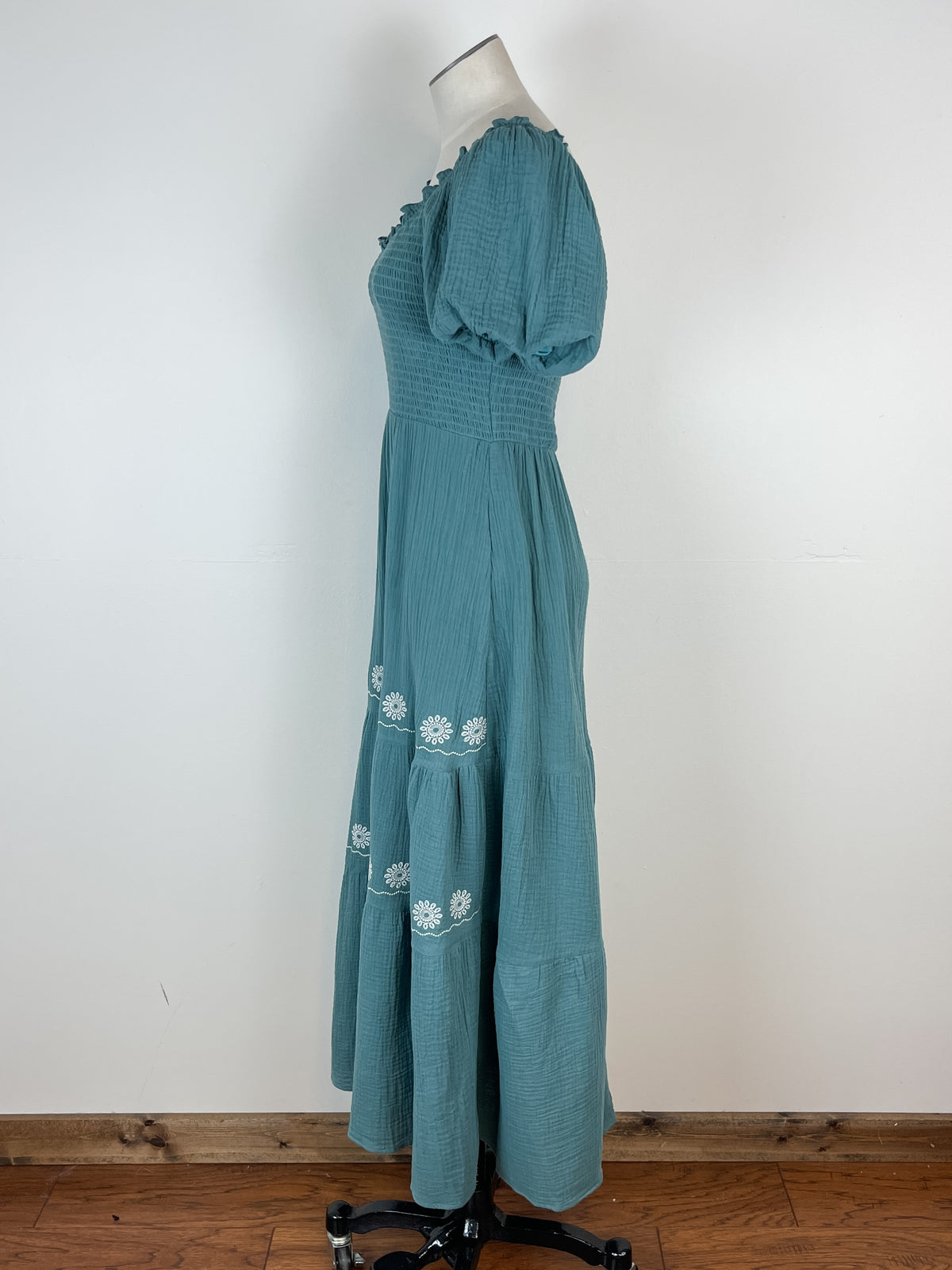 Rosalie Embroidered Dress in Teal