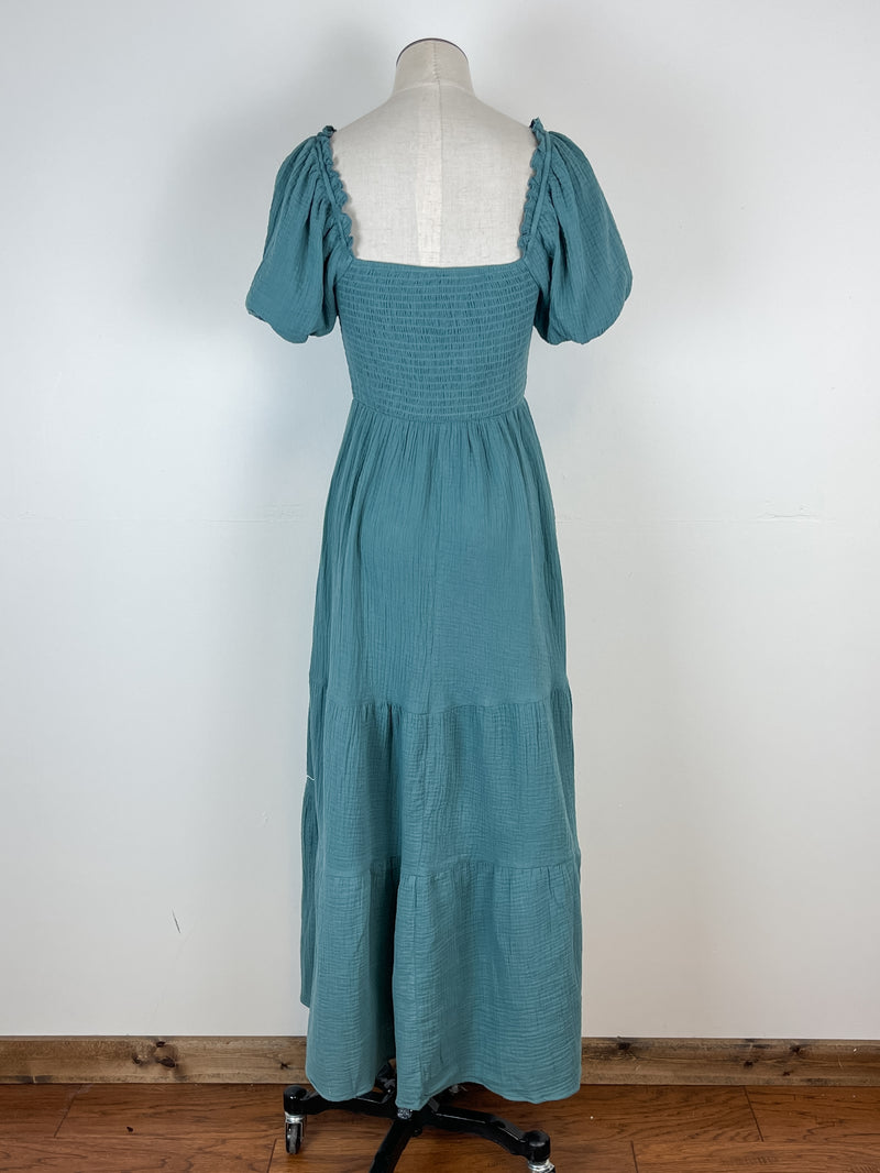 Rosalie Embroidered Dress in Teal