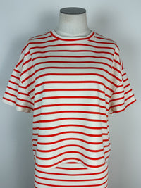 Jasmine Striped Top/Skirt Set in Cream/Papaya