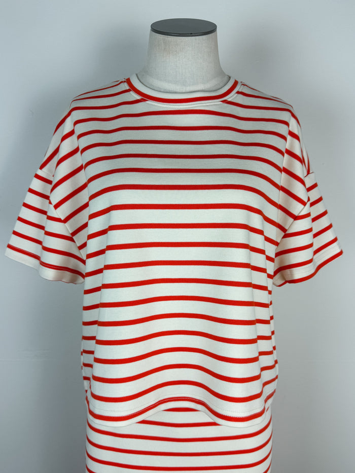 Jasmine Striped Top/Skirt Set in Cream/Papaya