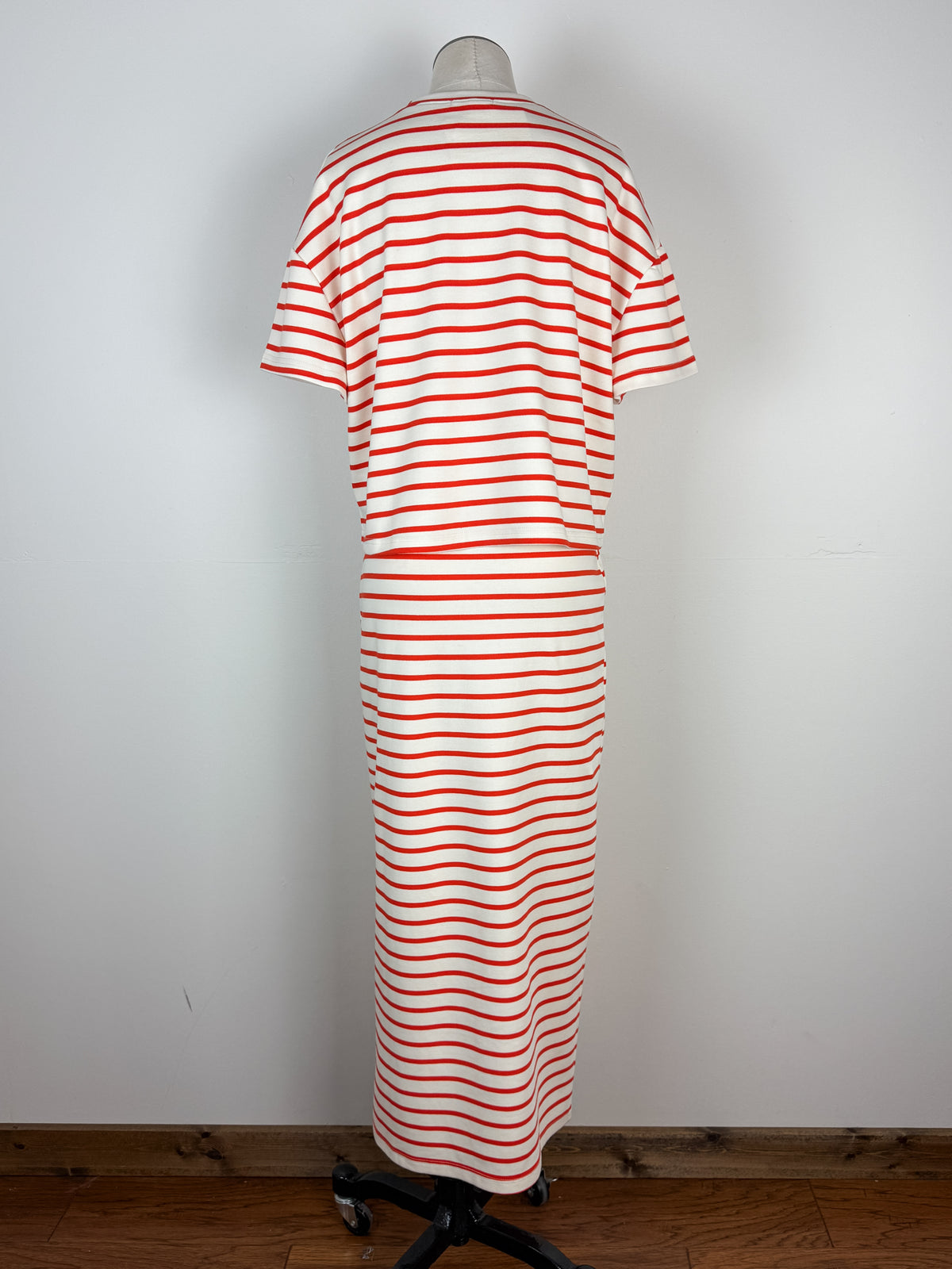 Jasmine Striped Top/Skirt Set in Cream/Papaya