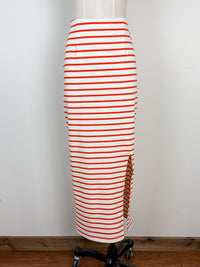 Jasmine Striped Top/Skirt Set in Cream/Papaya
