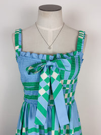 Finley Plaid Tiered Maxi Dress in Green/Blue