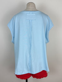 Nora Lace USA Oversized Tee in Light Blue