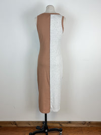 Sleeveless Color Block Dress in Camel/Grey