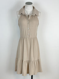 Collared Button Down Dress in Taupe
