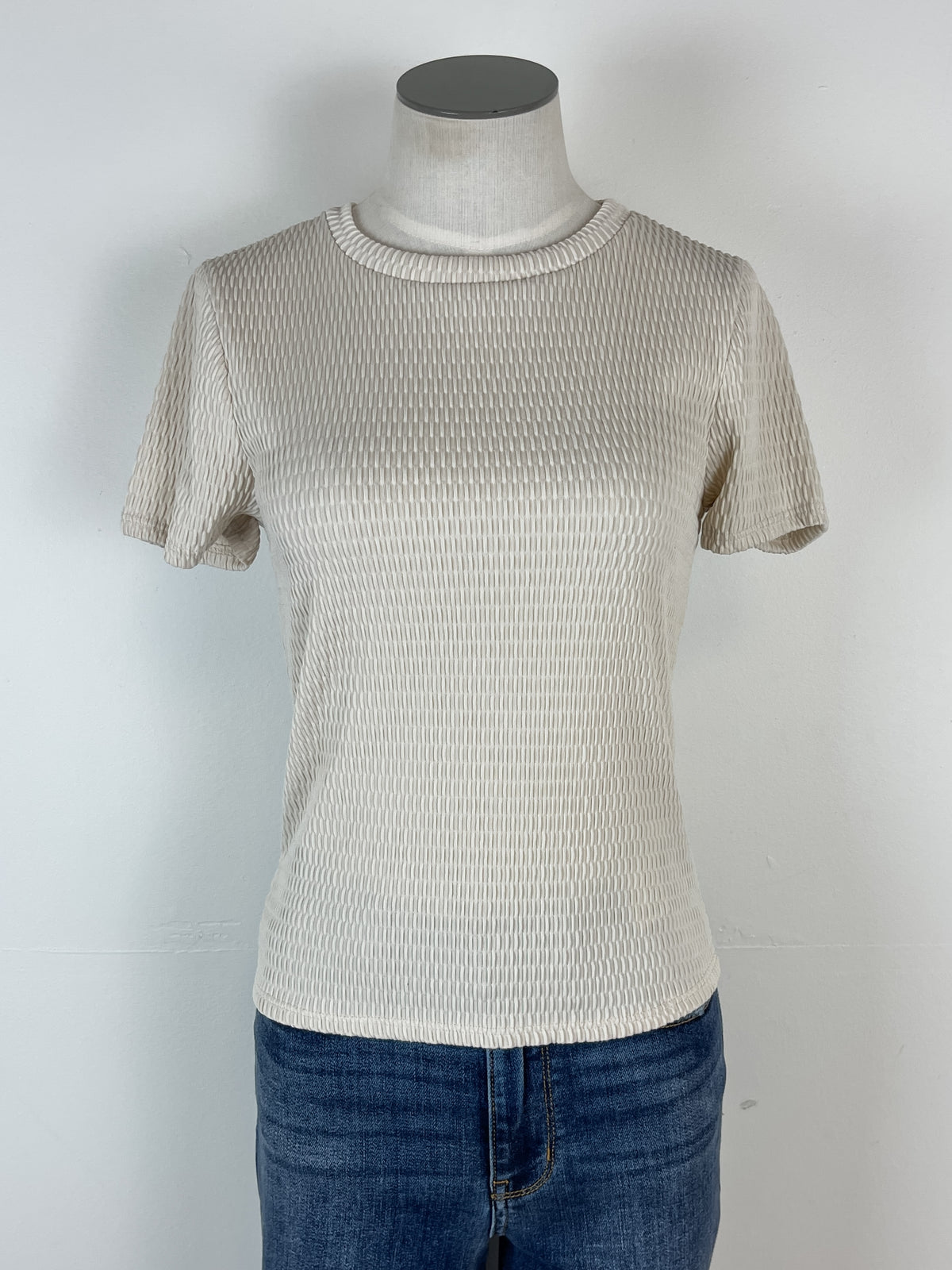 Dawn Textured Short Sleeve Top in Oat