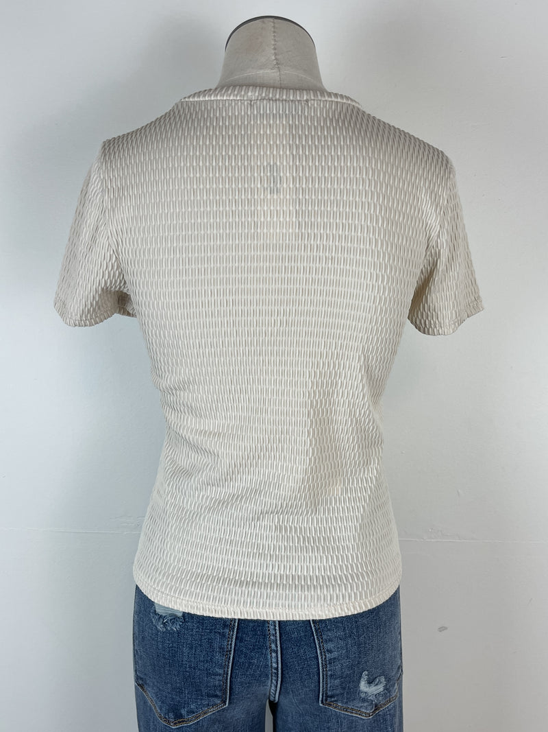 Dawn Textured Short Sleeve Top in Oat