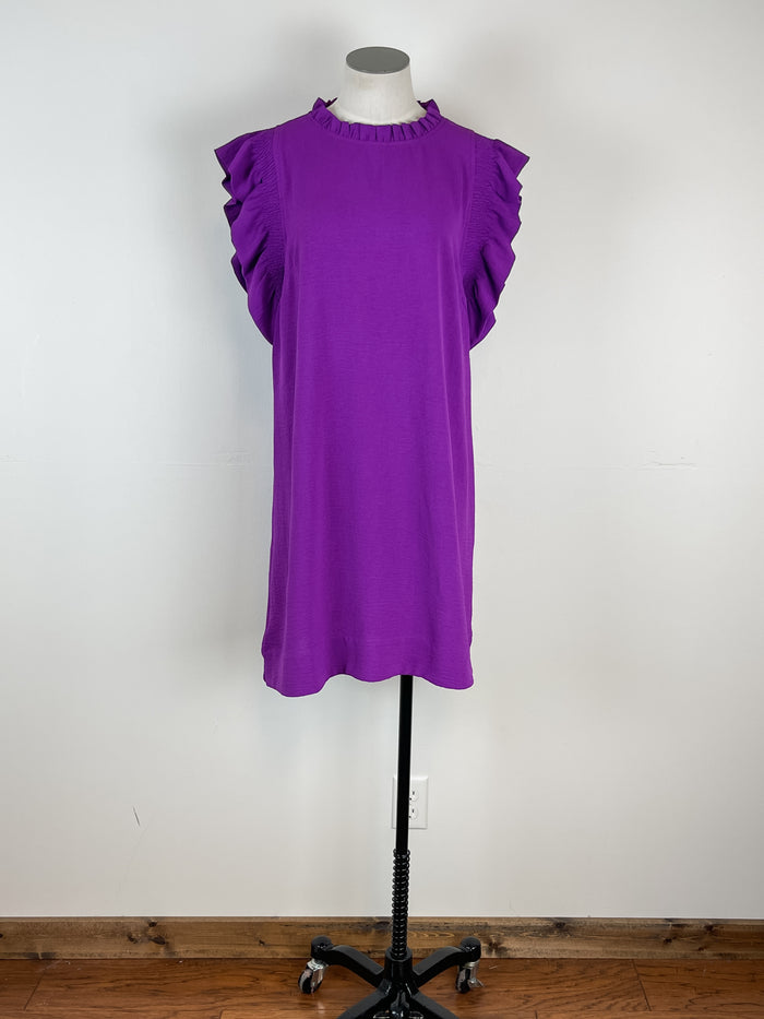 Collins Ruffle Sleeve Dress in Purple