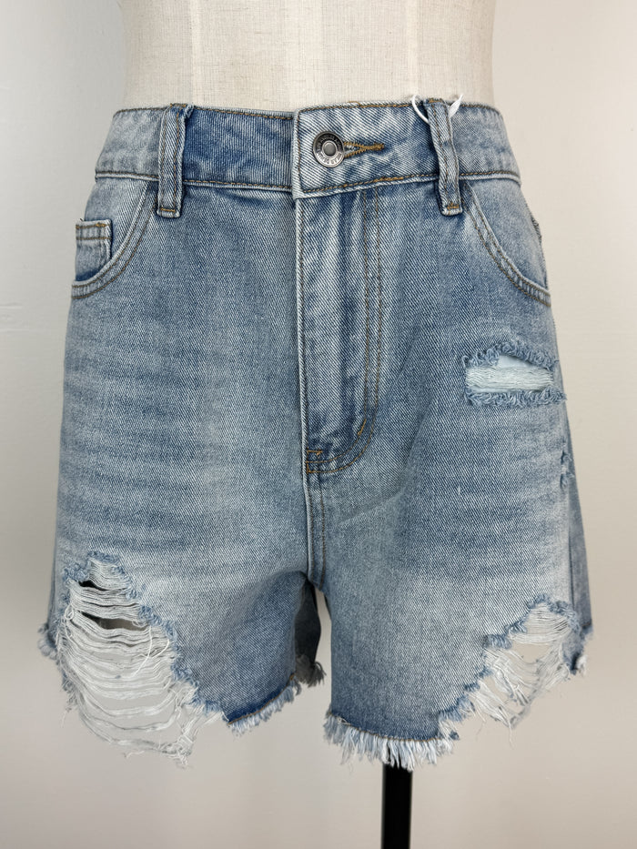 Nova Distressed Rigid Denim Shorts