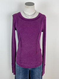 Anna Ribbed Long Sleeve in Grape