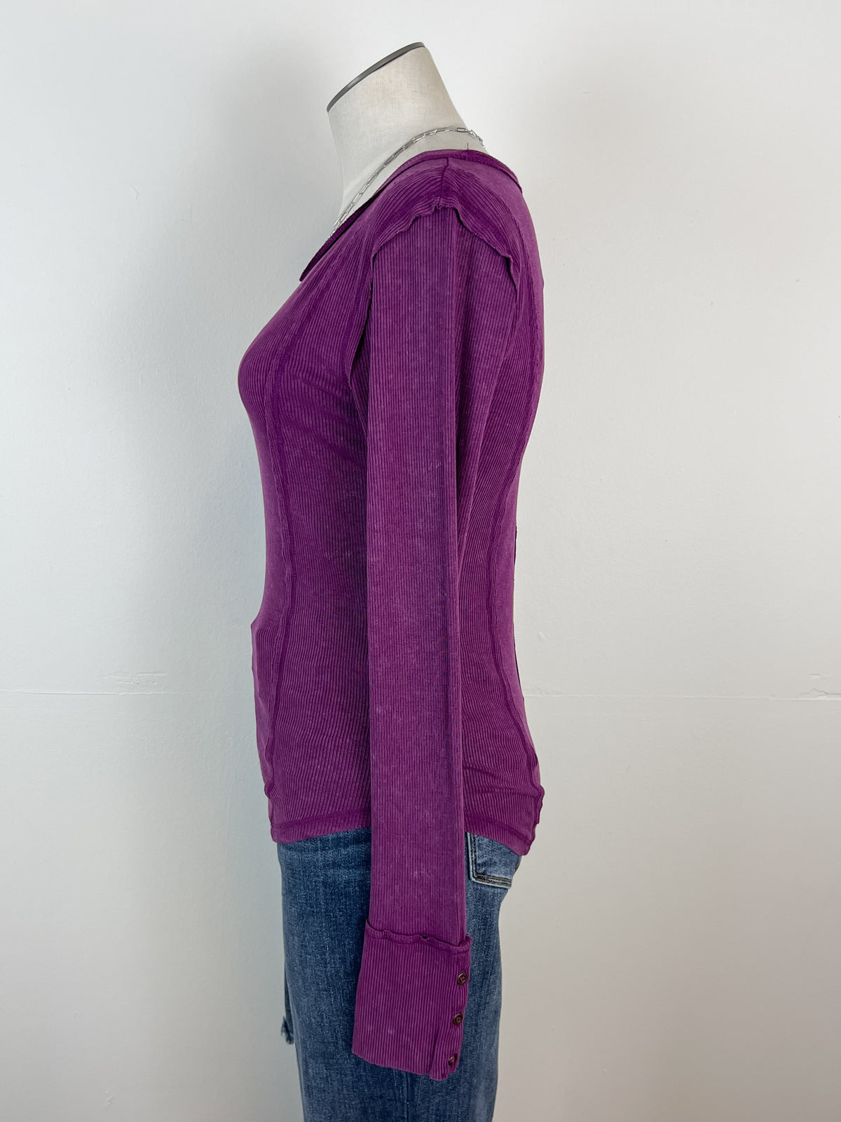 Anna Ribbed Long Sleeve in Grape