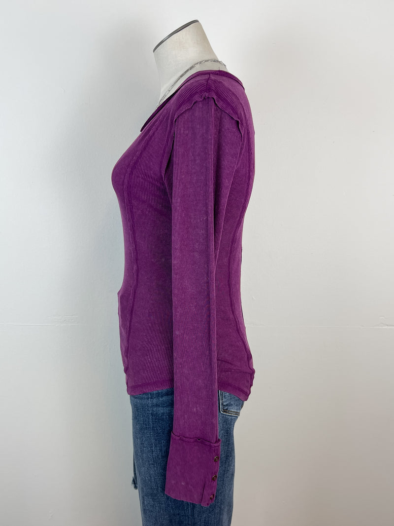 Anna Ribbed Long Sleeve in Grape