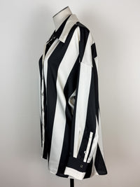Claire Striped Satin Blouse in Ivory/Black