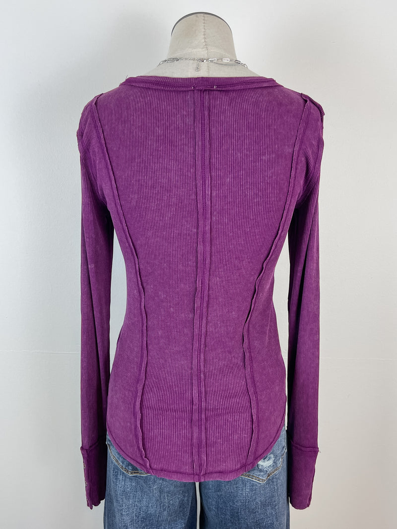 Anna Ribbed Long Sleeve in Grape