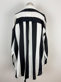 Claire Striped Satin Blouse in Ivory/Black