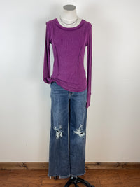 Anna Ribbed Long Sleeve in Grape