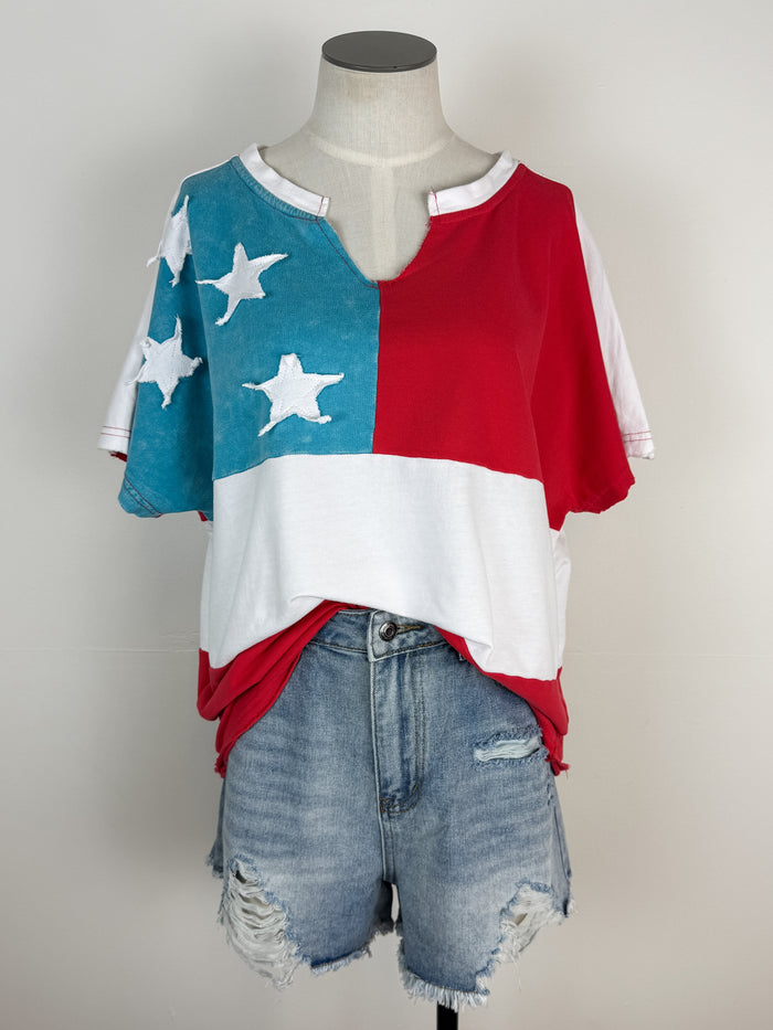 American Flag Top in Red/White/Blue