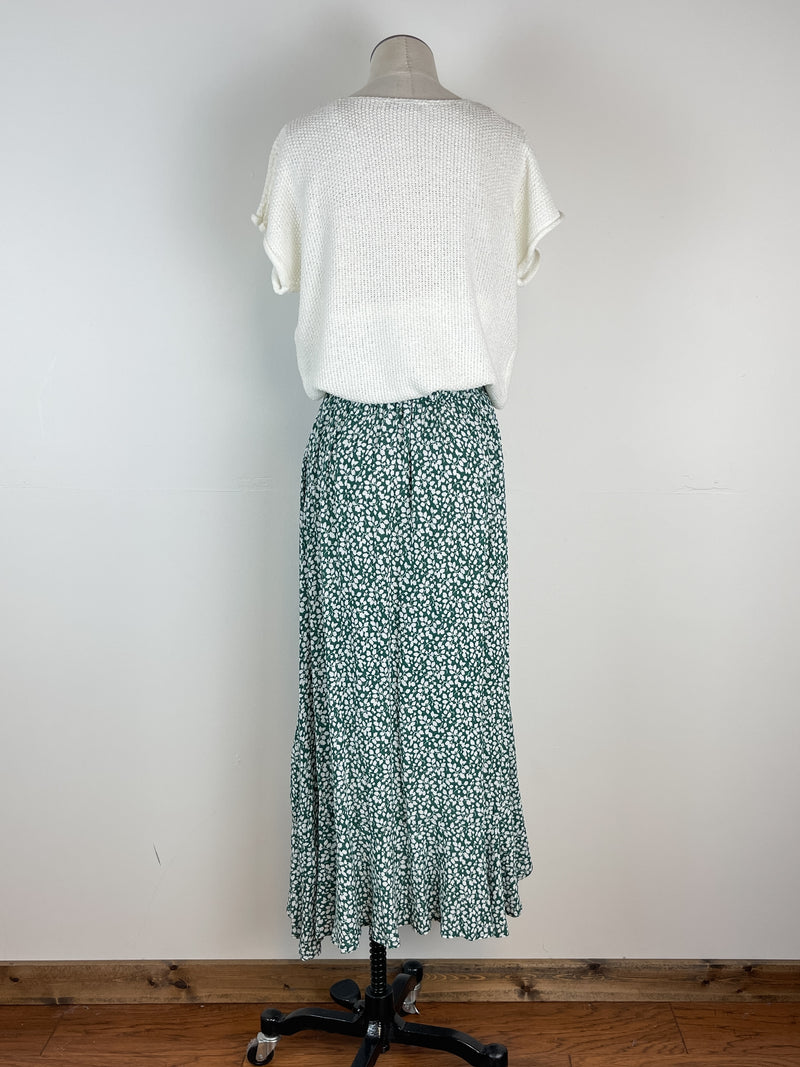 Margaret Printed Ruffle Skirt in Green