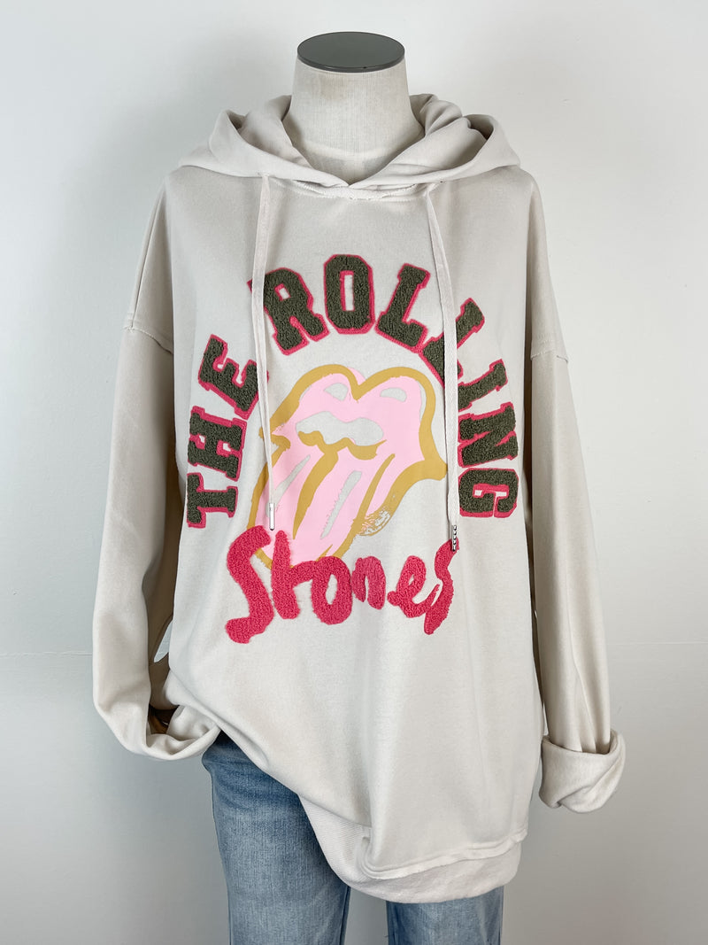 Rolling Stone Oversized Hoodie in Stone