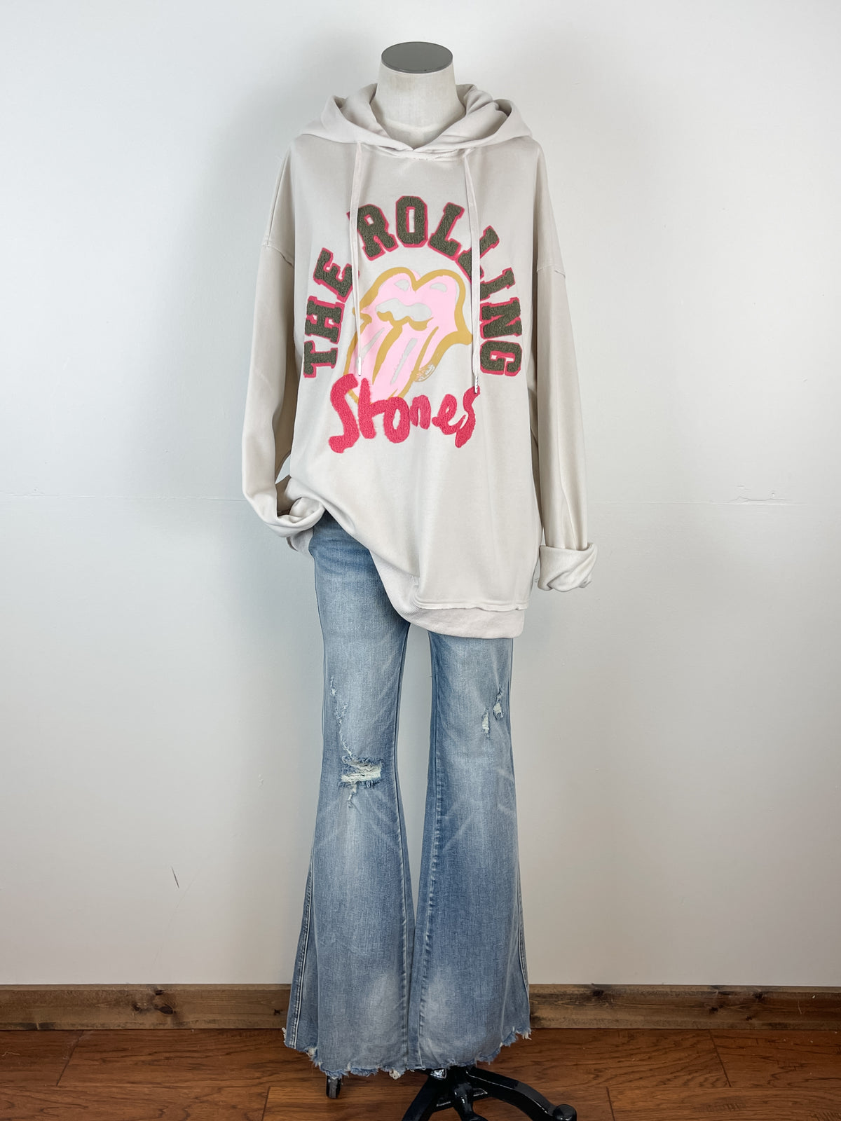 Rolling Stone Oversized Hoodie in Stone