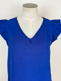 Brielle Ruffle Sleeve Top in Royal