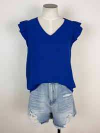 Brielle Ruffle Sleeve Top in Royal