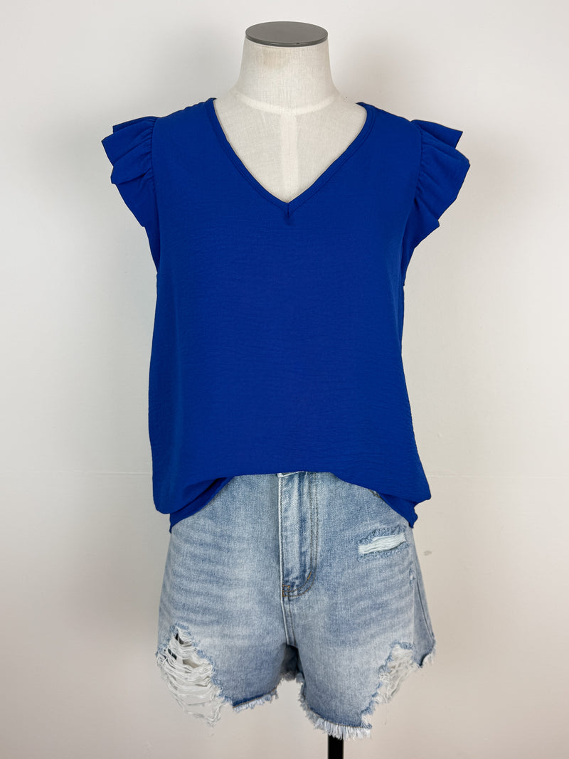 Brielle Ruffle Sleeve Top in Royal
