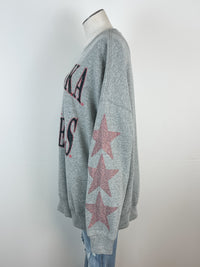 Nebraska Wynn Star Oversized Crew in Heather Gray