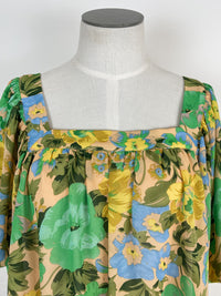 Square Neck Bubble Blouse in Taupe