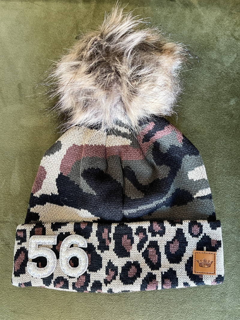 Camo & Pearl Number Stocking Hat