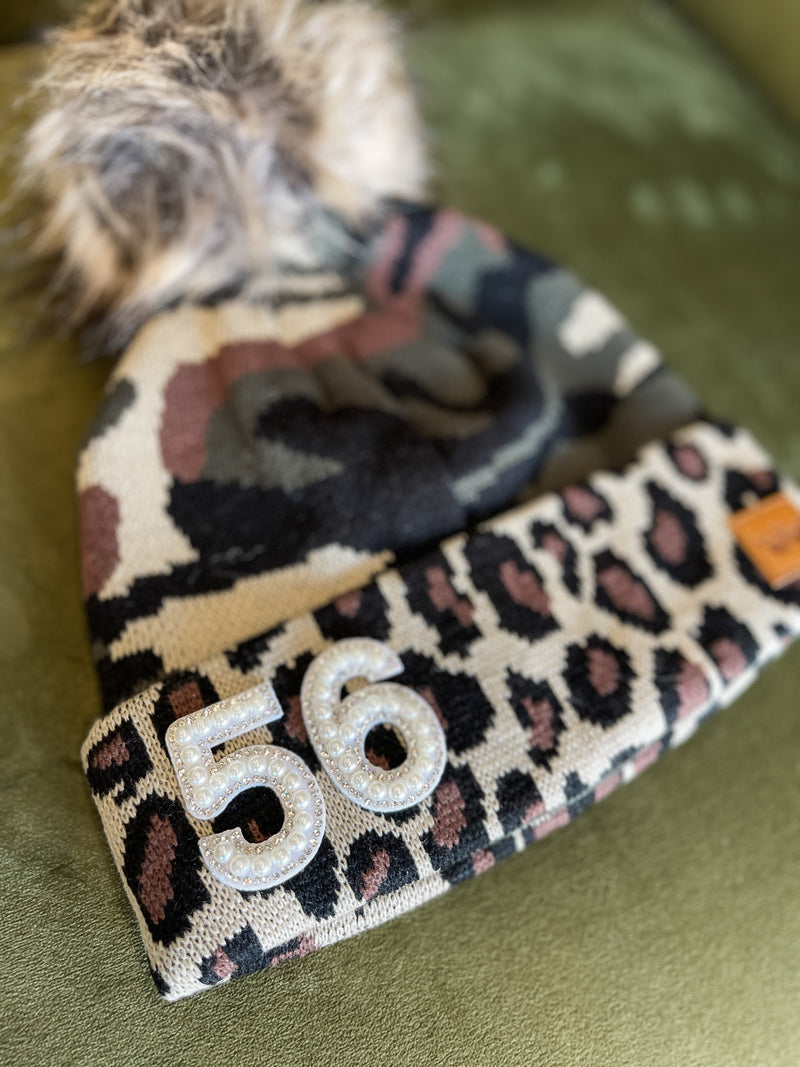 Camo & Pearl Number Stocking Hat