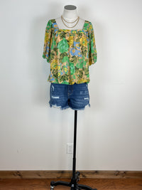 Square Neck Bubble Blouse in Taupe