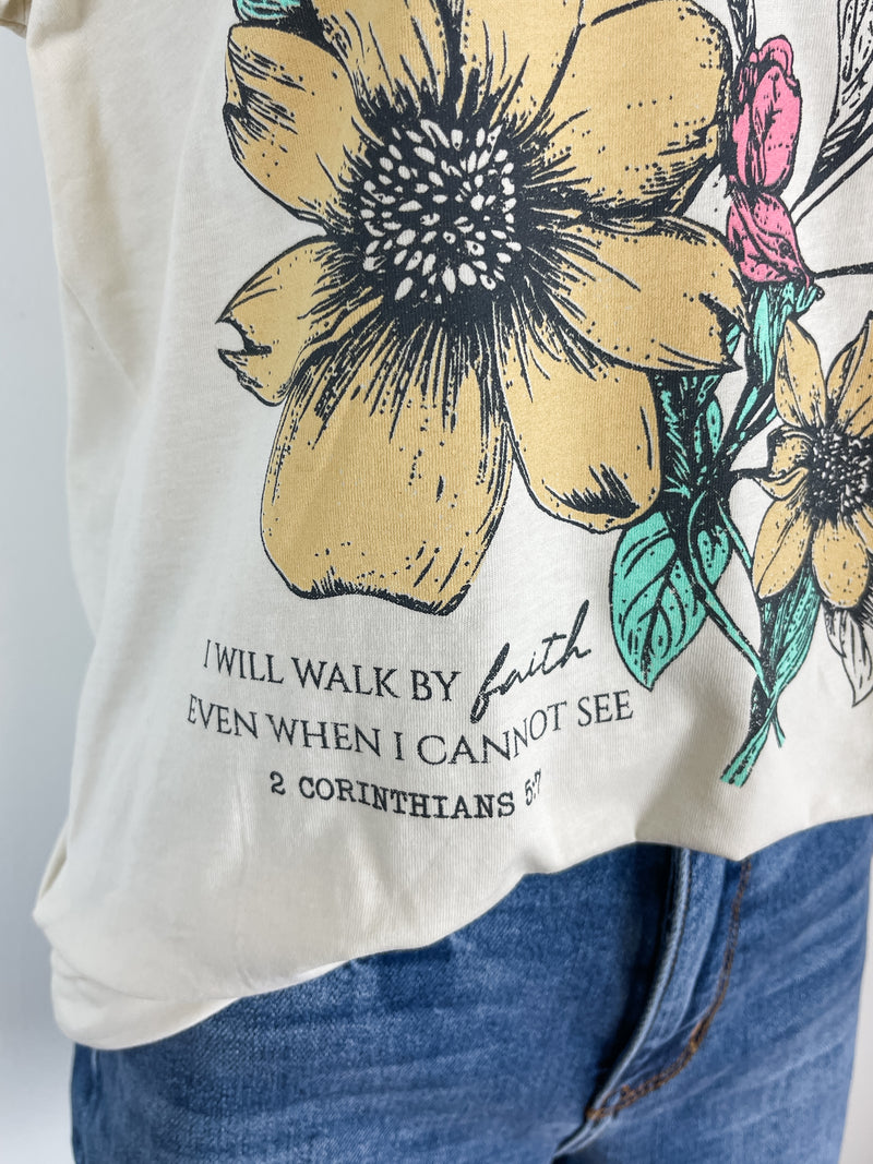 I Will Walk By Faith Tee in Natural