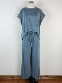 Brielle Mineral Washed Scuba Set in Dusty Blue