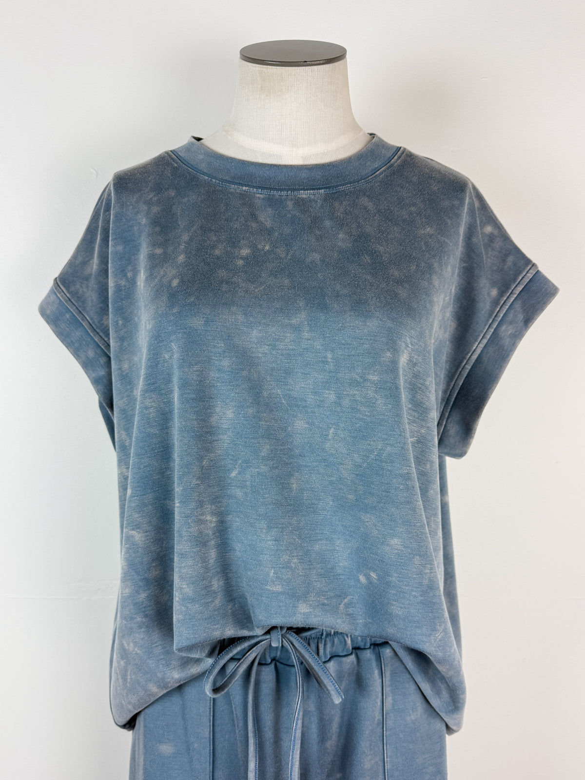 Brielle Mineral Washed Scuba Set in Dusty Blue