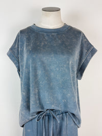 Brielle Mineral Washed Scuba Set in Dusty Blue