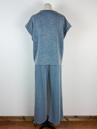 Brielle Mineral Washed Scuba Set in Dusty Blue