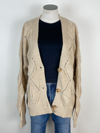 Melanie Textured Knit Sweater Cardigan in Oatmeal